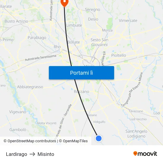 Lardirago to Misinto map