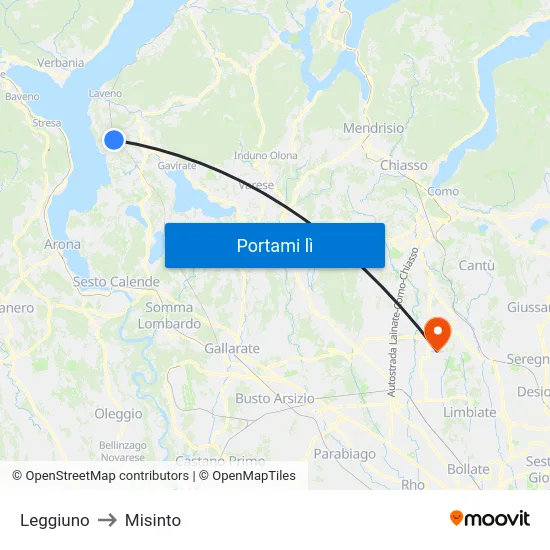 Leggiuno to Misinto map