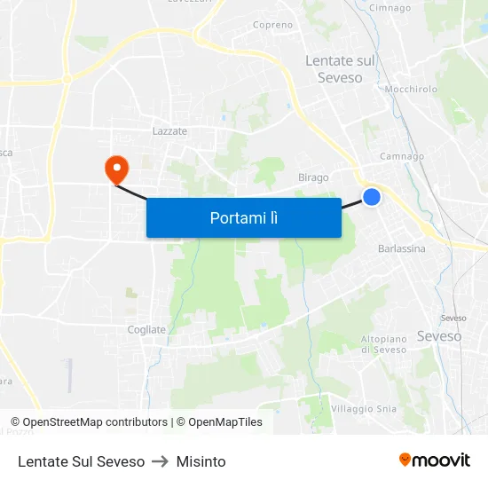 Lentate Sul Seveso to Misinto map