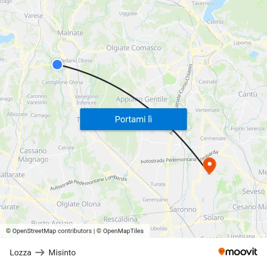 Lozza to Misinto map