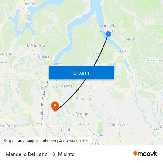 Mandello Del Lario to Misinto map