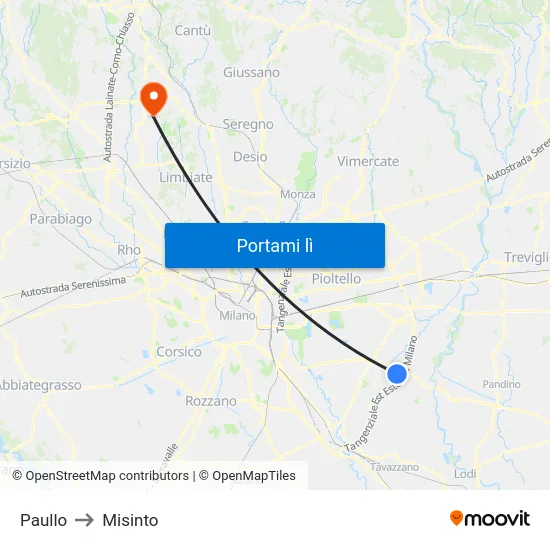 Paullo to Misinto map