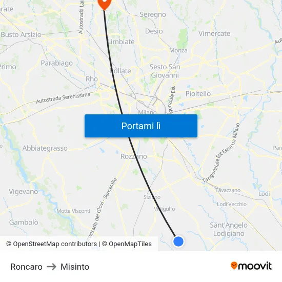 Roncaro to Misinto map