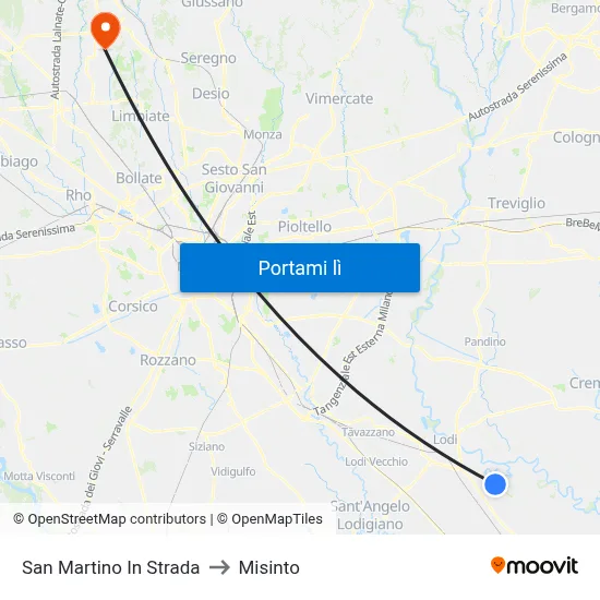 San Martino In Strada to Misinto map