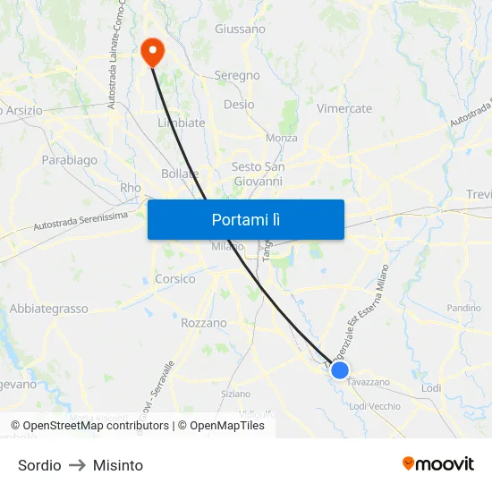 Sordio to Misinto map
