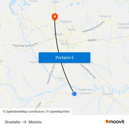 Stradella to Misinto map