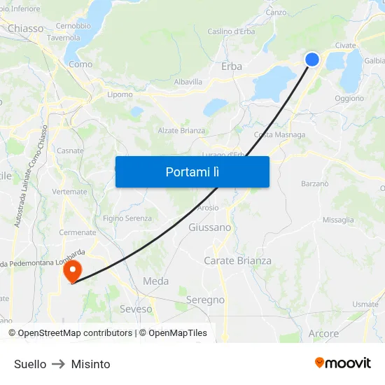 Suello to Misinto map