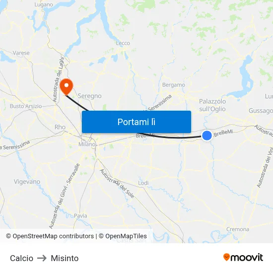 Calcio to Misinto map