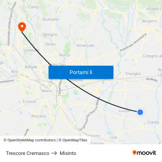 Trescore Cremasco to Misinto map