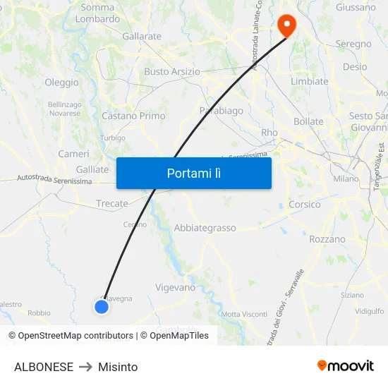 ALBONESE to Misinto map