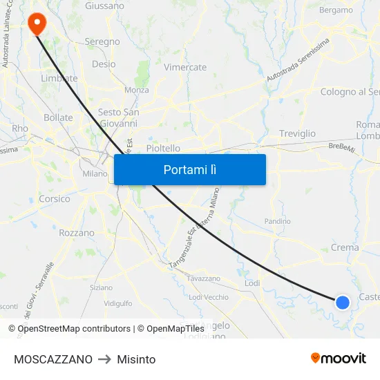 MOSCAZZANO to Misinto map