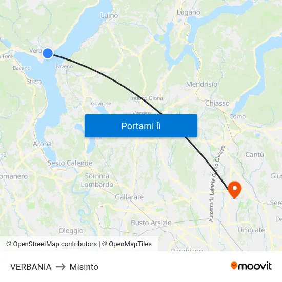 VERBANIA to Misinto map