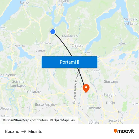 Besano to Misinto map