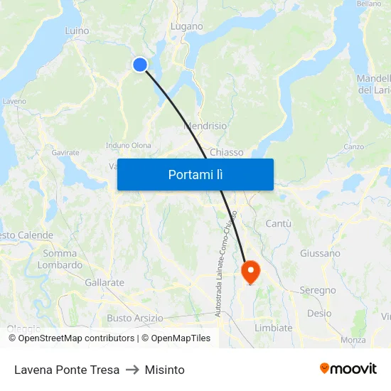 Lavena Ponte Tresa to Misinto map