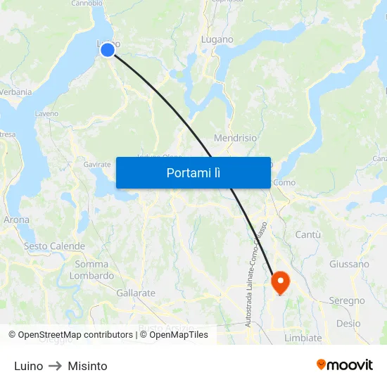 Luino to Misinto map