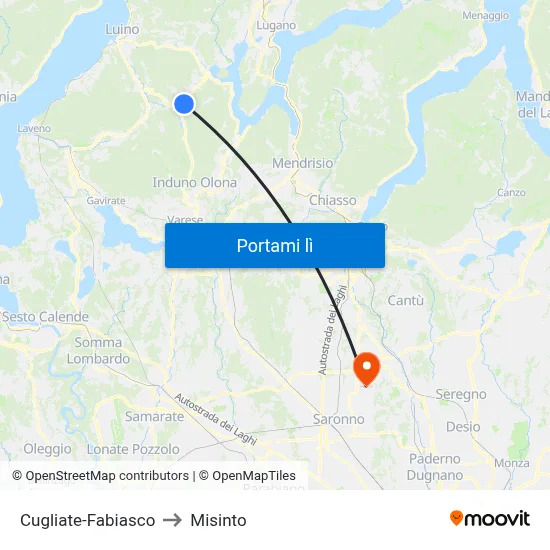 Cugliate-Fabiasco to Misinto map