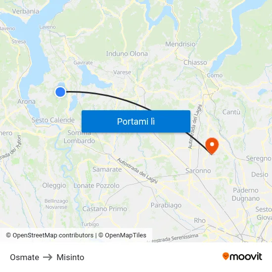 Osmate to Misinto map