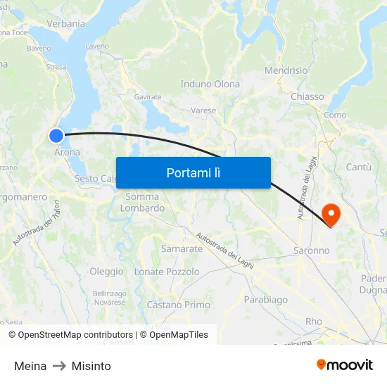 Meina to Misinto map