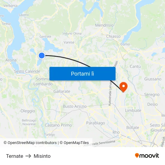 Ternate to Misinto map