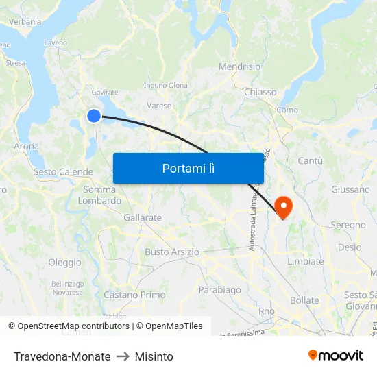 Travedona-Monate to Misinto map