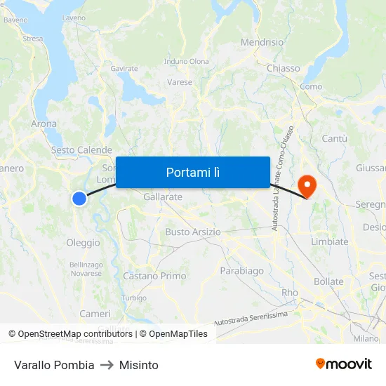 Varallo Pombia to Misinto map