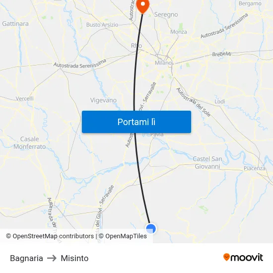 Bagnaria to Misinto map