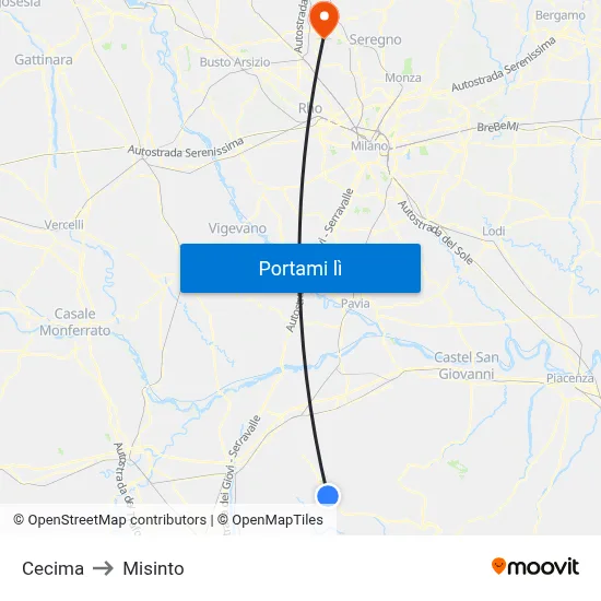 Cecima to Misinto map