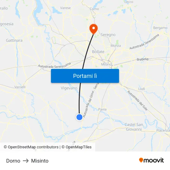 Dorno to Misinto map