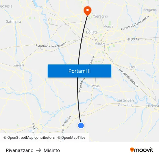 Rivanazzano to Misinto map