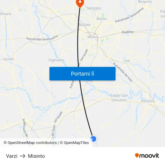 Varzi to Misinto map