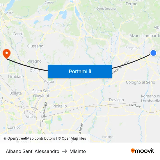 Albano Sant' Alessandro to Misinto map