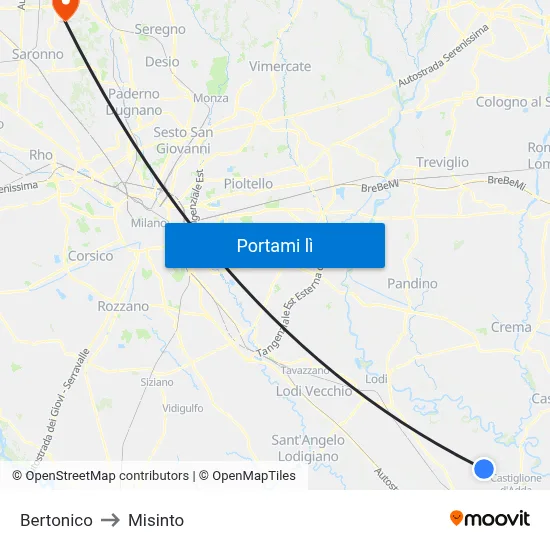 Bertonico to Misinto map