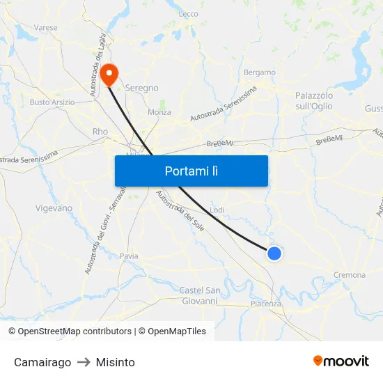 Camairago to Misinto map