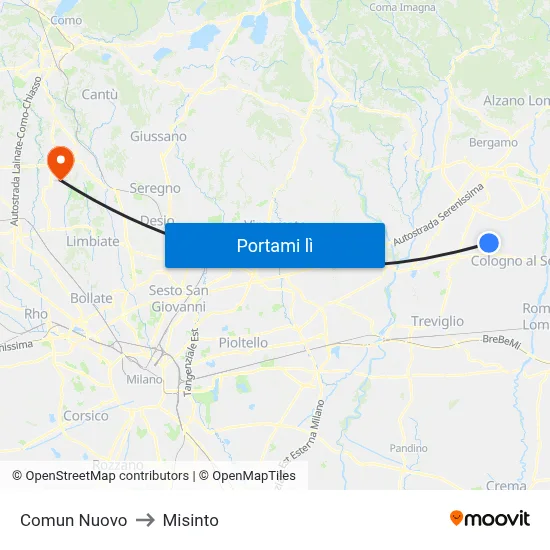 Comun Nuovo to Misinto map