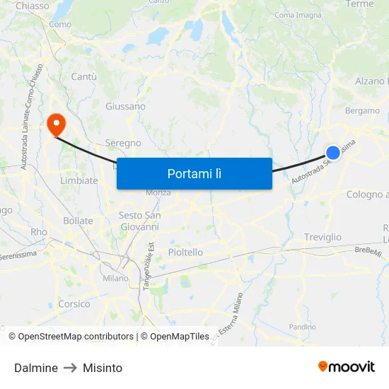 Dalmine to Misinto map
