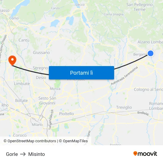Gorle to Misinto map