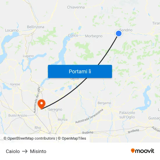 Caiolo to Misinto map