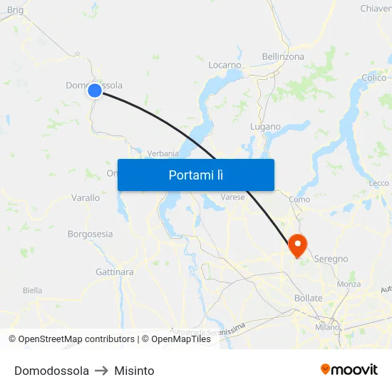 Domodossola to Misinto map