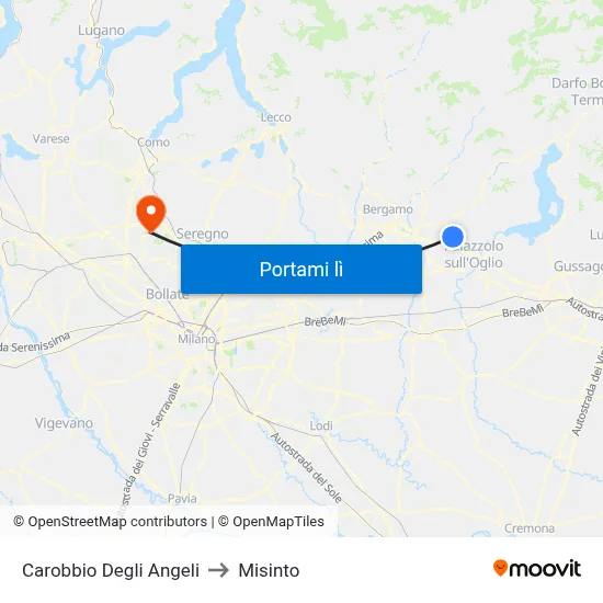 Carobbio Degli Angeli to Misinto map