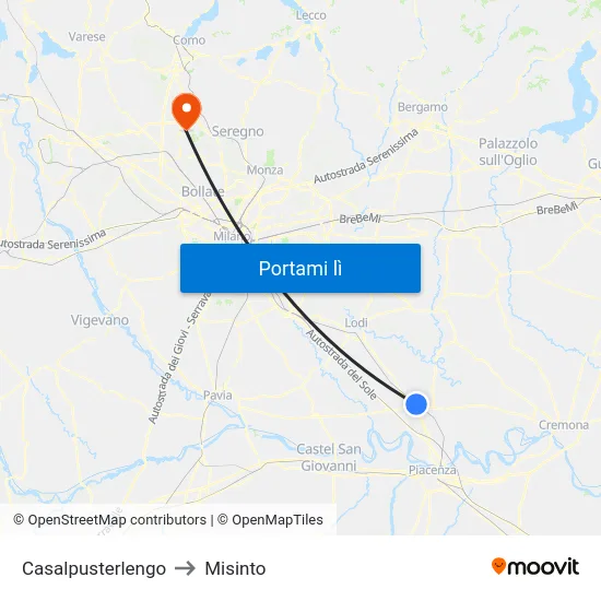 Casalpusterlengo to Misinto map