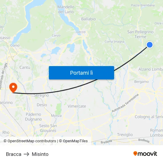 Bracca to Misinto map