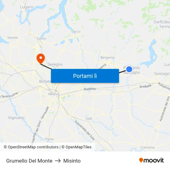 Grumello Del Monte to Misinto map