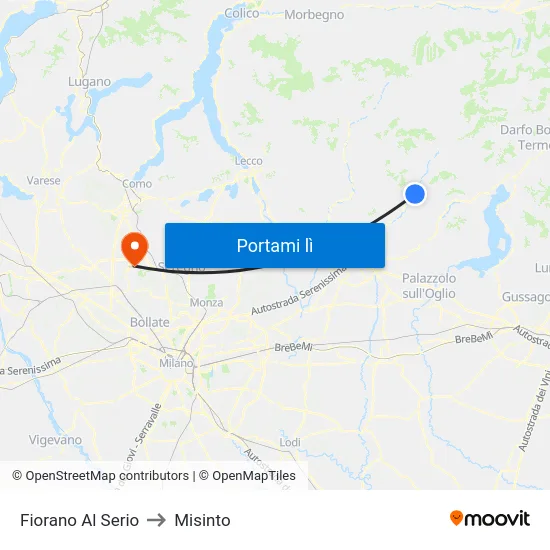 Fiorano Al Serio to Misinto map