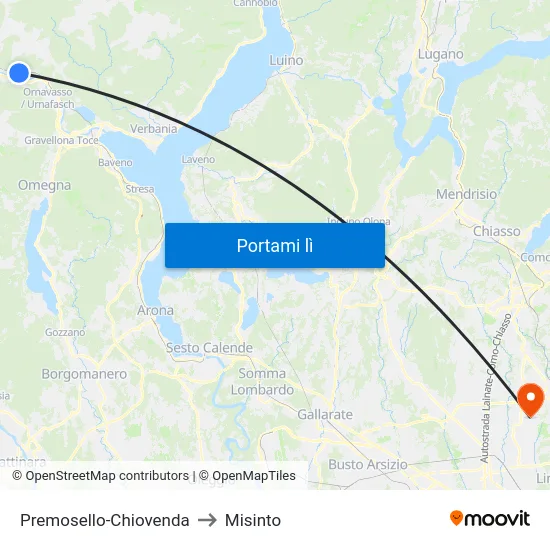 Premosello-Chiovenda to Misinto map