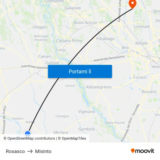 Rosasco to Misinto map