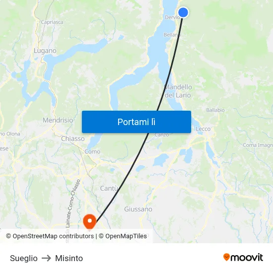 Sueglio to Misinto map