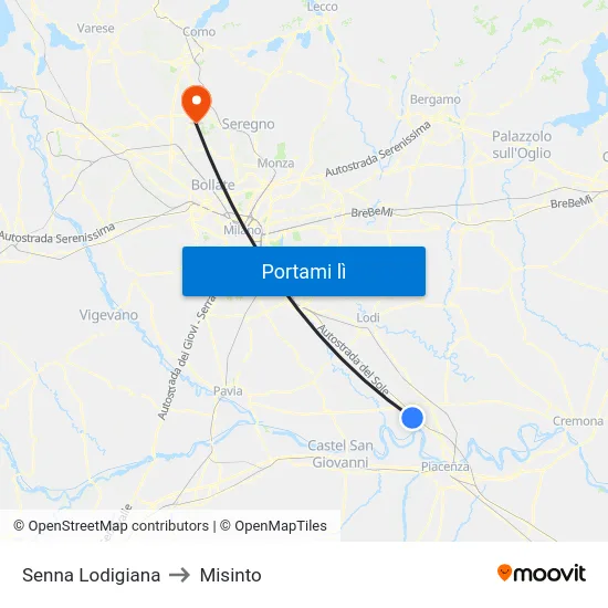 Senna Lodigiana to Misinto map
