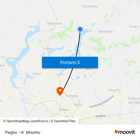 Peglio to Misinto map