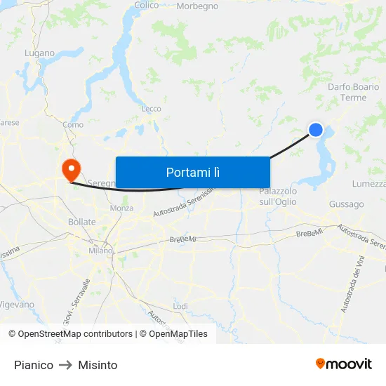 Pianico to Misinto map