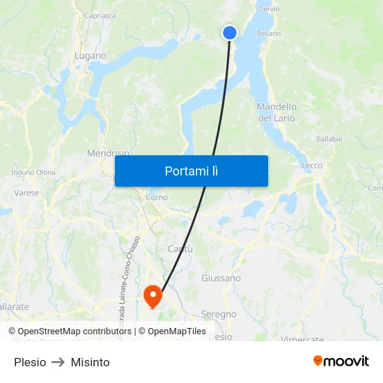 Plesio to Misinto map
